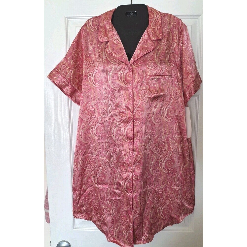 Sophia By Delicates Intimates Sleep Top Size Large Satin Paisley Print New